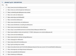 Top20 Sistrixrankings vom 10.09.2019